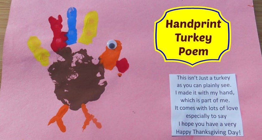 Preschool Handprint Turkey With Poem Midlife Healthy Living