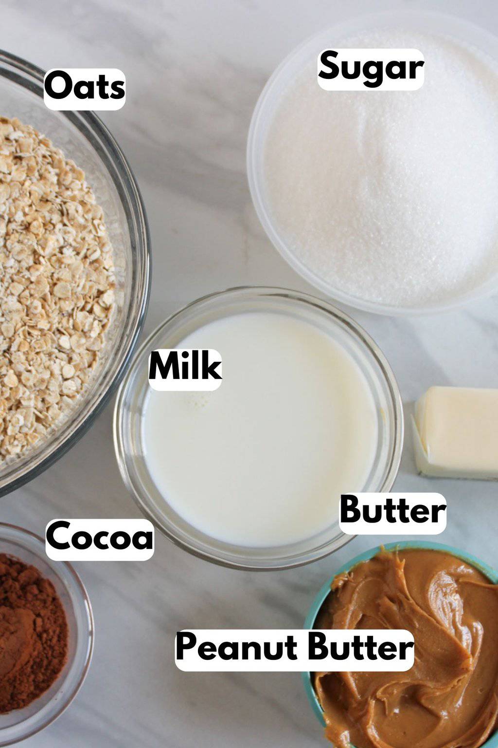 Ingredients for chocolate oat cookies