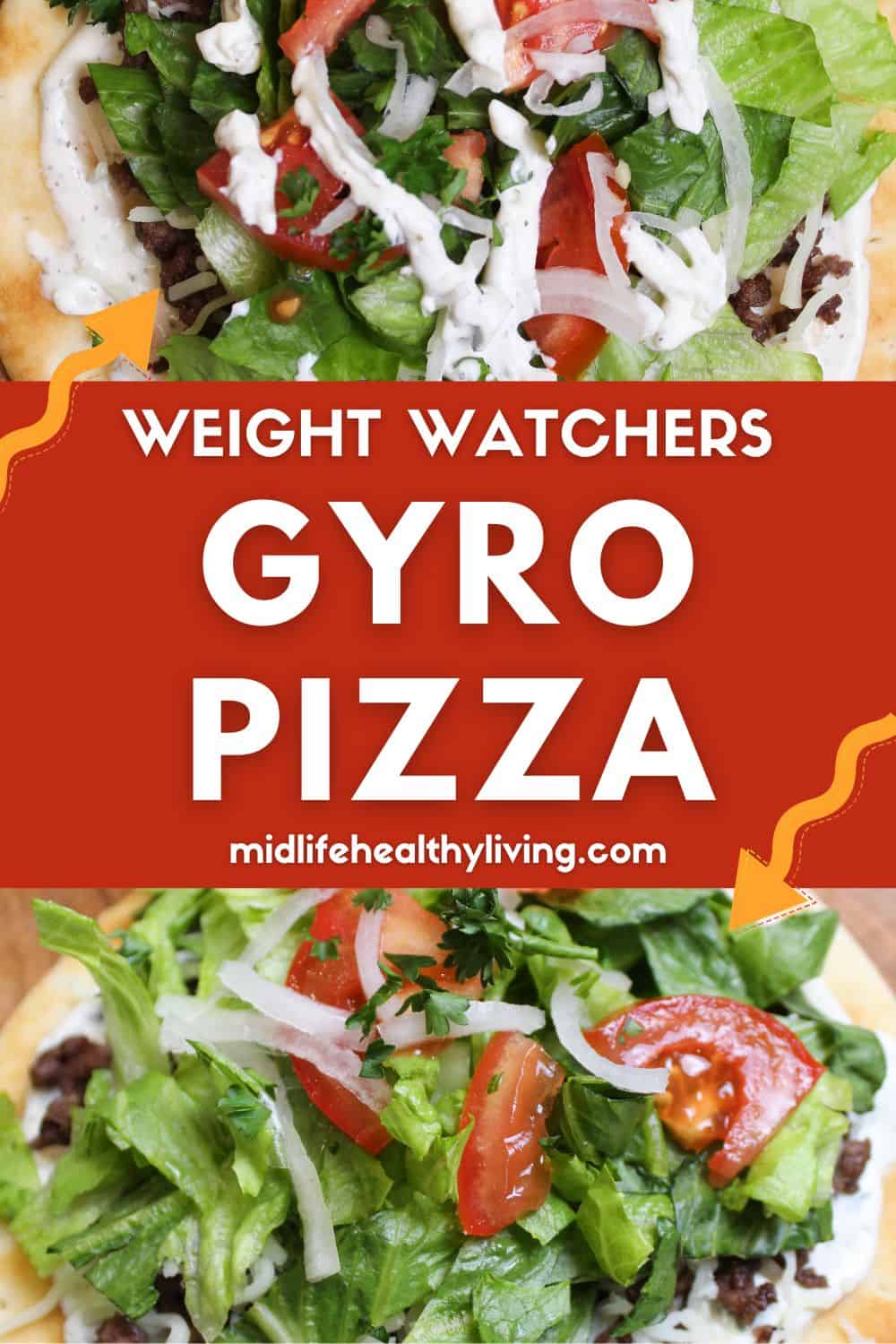 Pinterest image that says Weight Watchers Gyro Pizza.