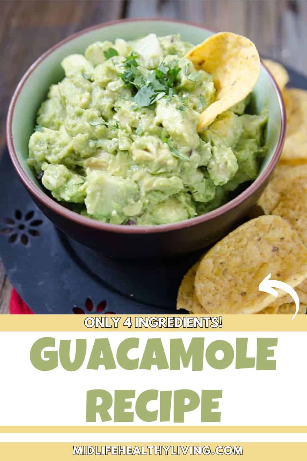 Pinterest image for 4 Ingredients Guacamole Recipe