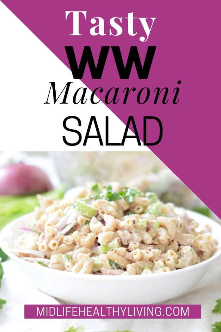 Weight Watchers Macaroni Salad Recipe with title and finished image.