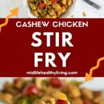 Pinterest image for cashew chicken stir fry recipe.