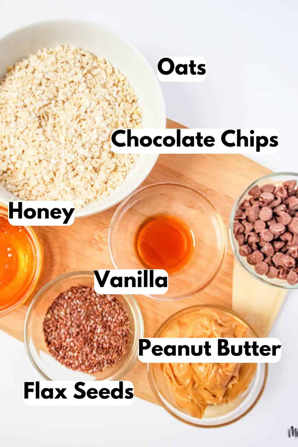 Ingredients needed to make these No Bake Peanut Butter Balls.