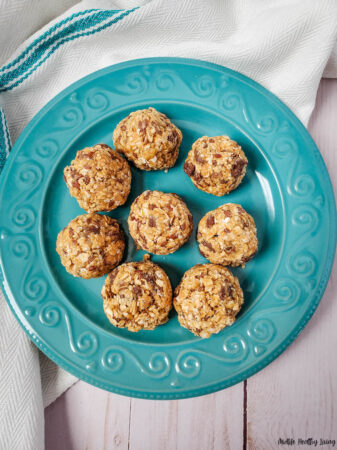 top down view of the finished peanut butter energy balls