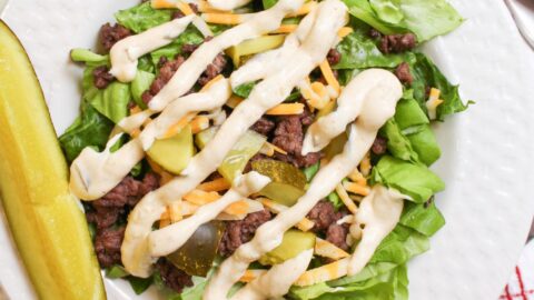 Plated Big Mac bowl portion.