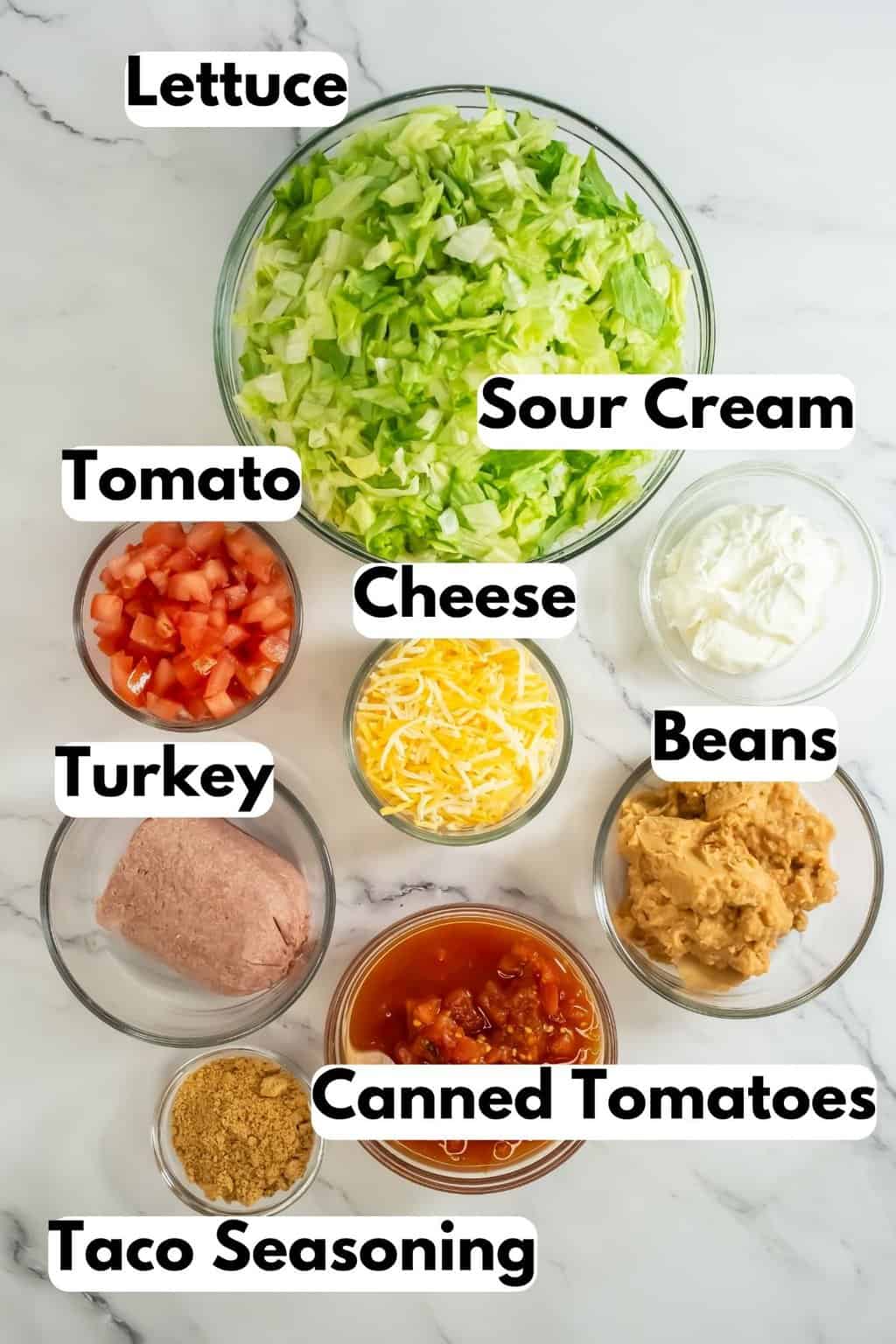 Ingredients to make taco salad.