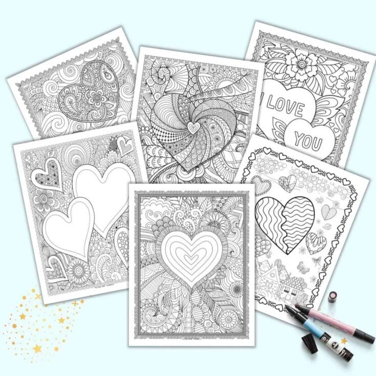 Image for Free Printable Heart Coloring Sheets for Valentine's Day