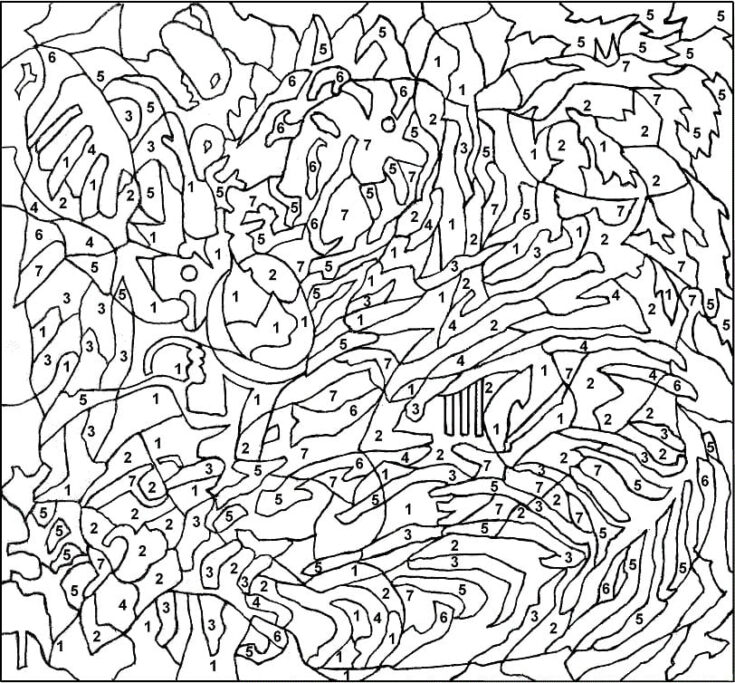 difficult color by number coloring pages for adults