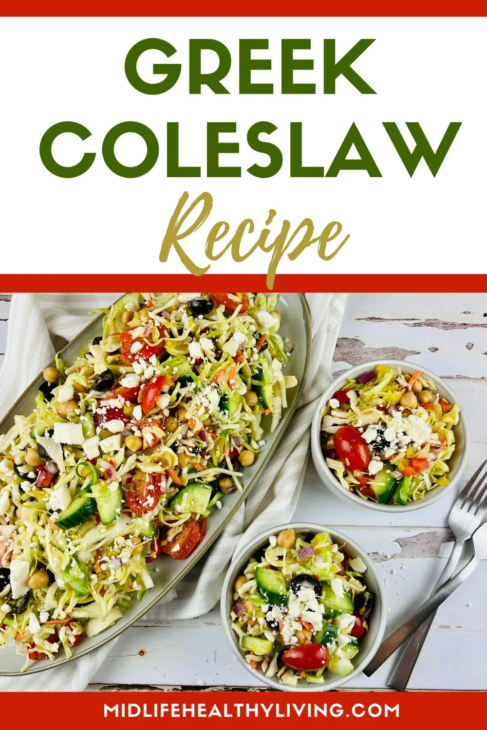 Pinterest image for Greek Coleslaw recipe