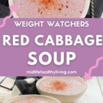 Pinterest image for this red cabbage soup recipe.