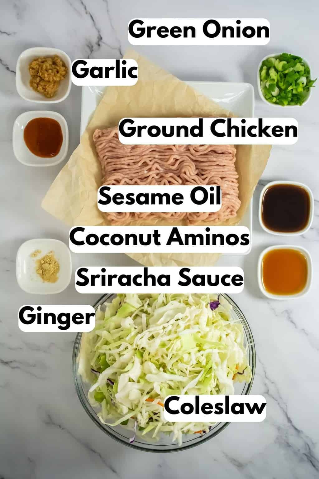 Ingredients needed for this egg roll bowl.