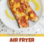 Pinterest image for air fryer eggplant pizza.