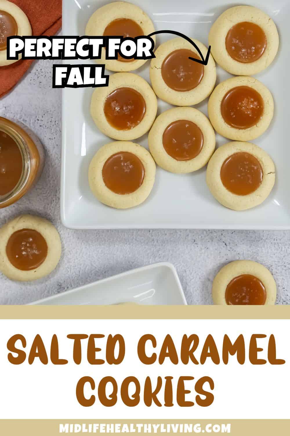 Pinterest image for salted caramel cookies.