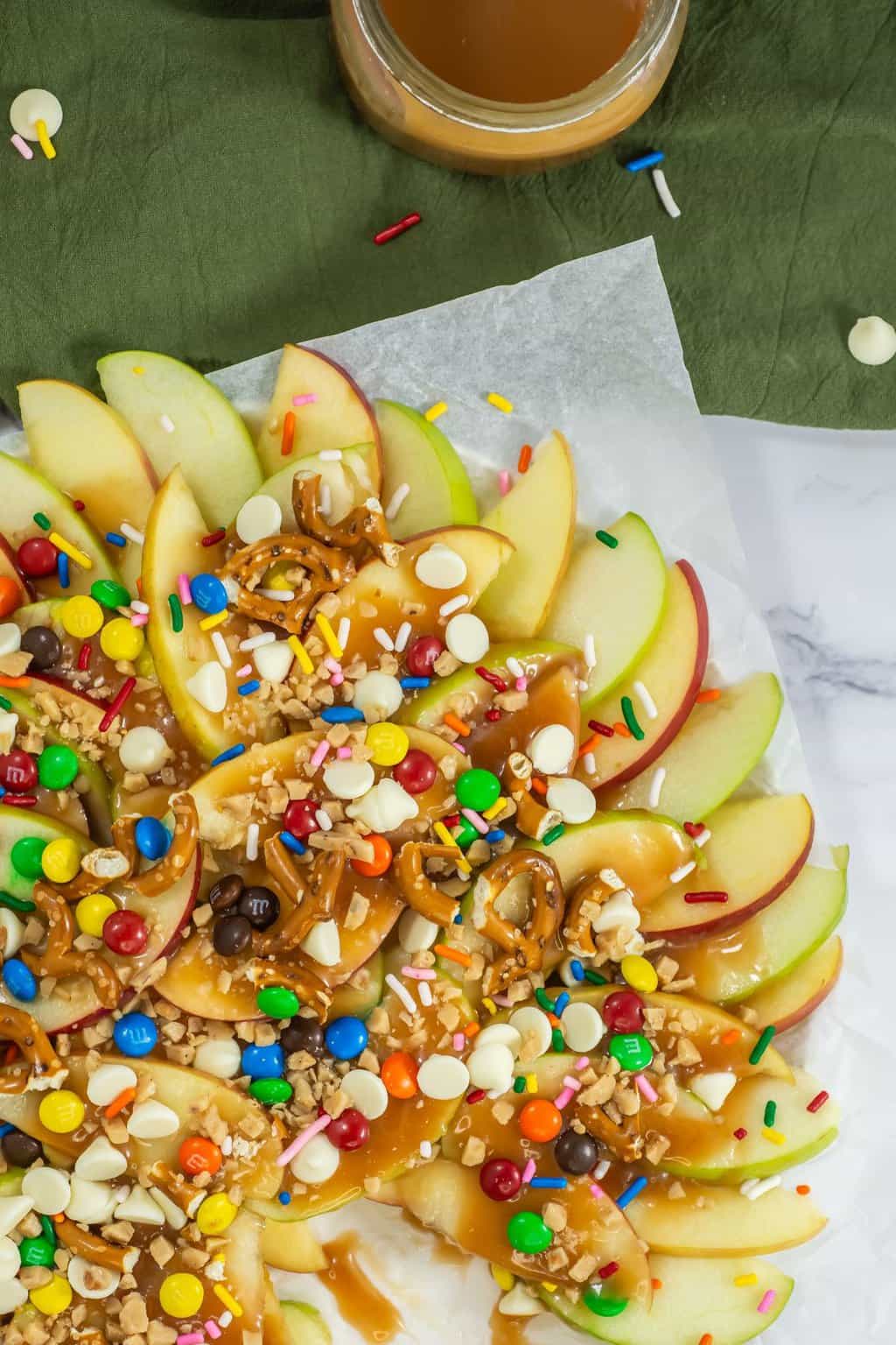 Candy apple slices from above.