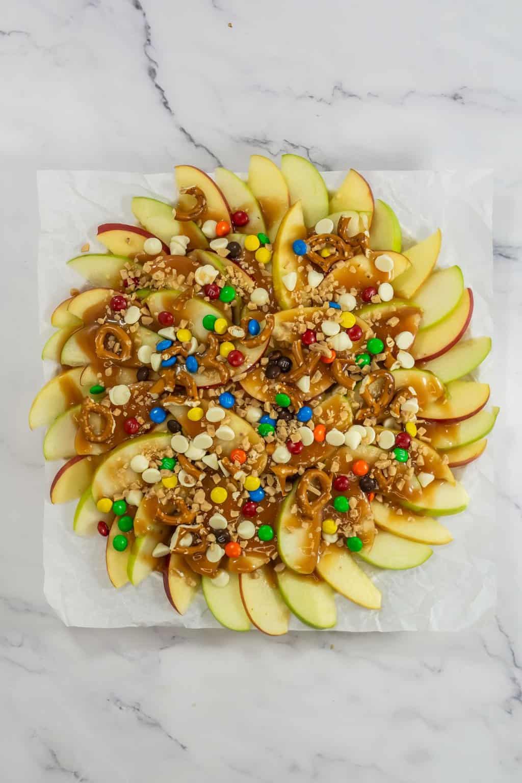 Candy apple slices from above.