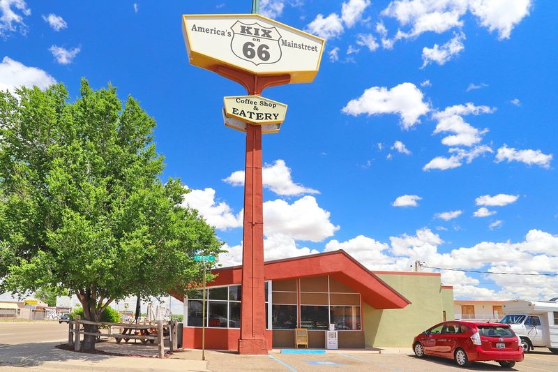 Route 66 Landmark With A Tall Vintage Sign That Still Shines