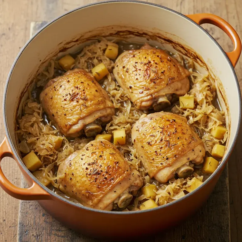 Baked Chicken With Sauerkraut and Apples