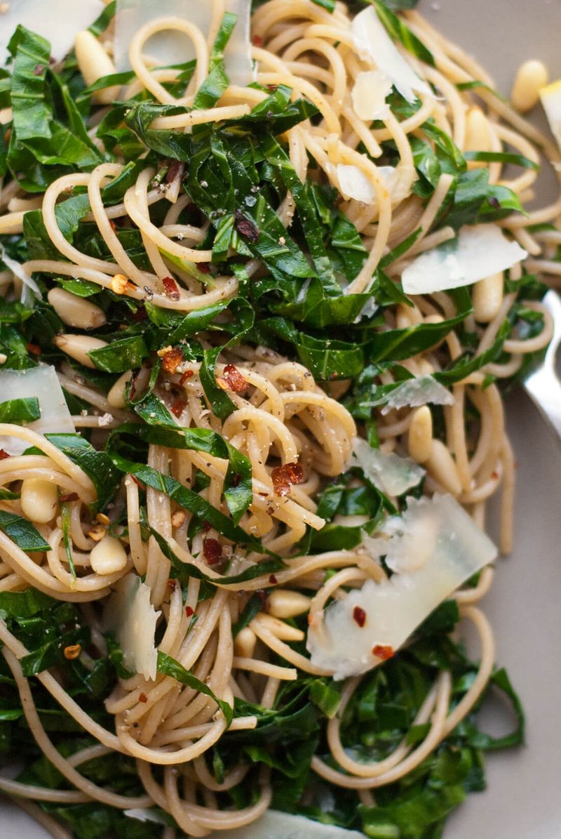 Pesto Pasta with Collard Greens