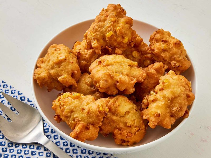 Corn Fritters with Apples and Stews