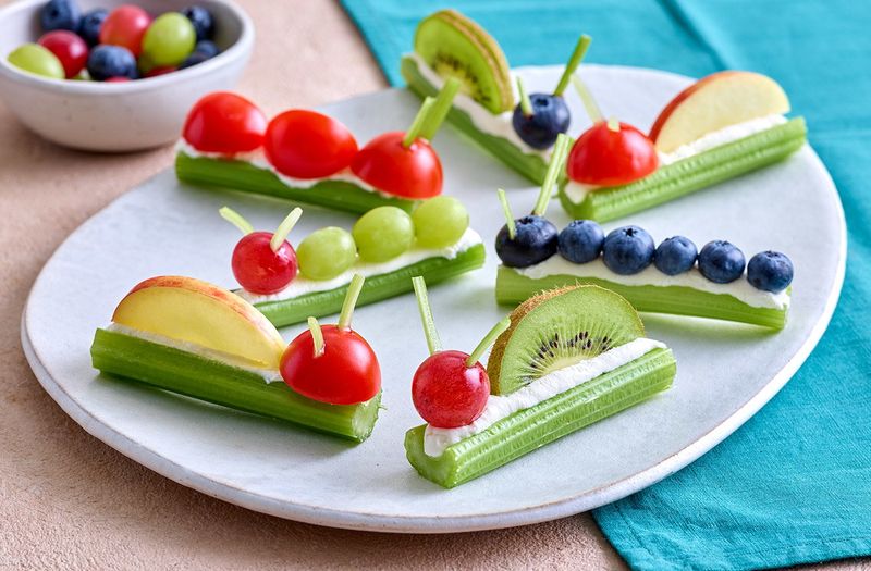 Celery Boats with Cream Cheese and Berries