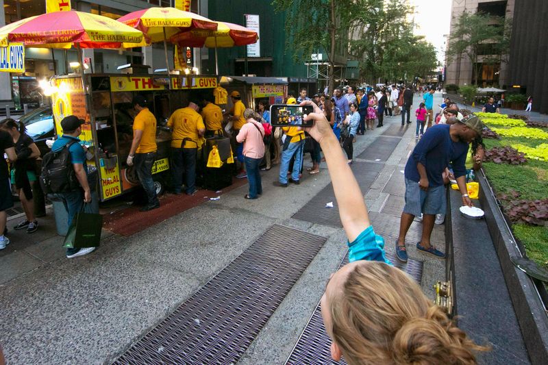 Lining Up At Halal Food Carts Late At Night