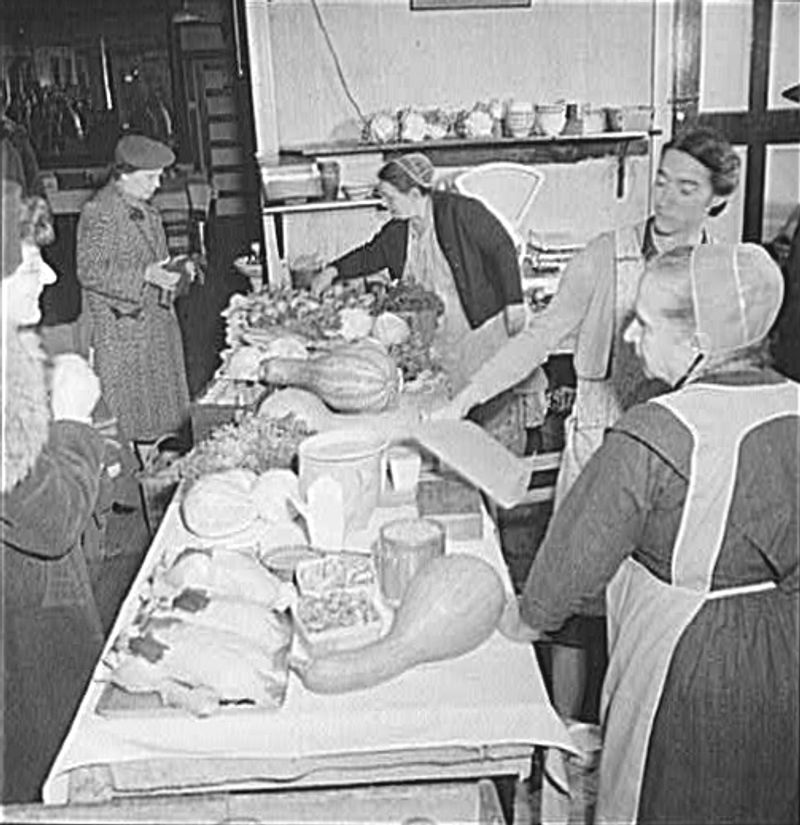 1940s Farmers Market Displays Inside Stores