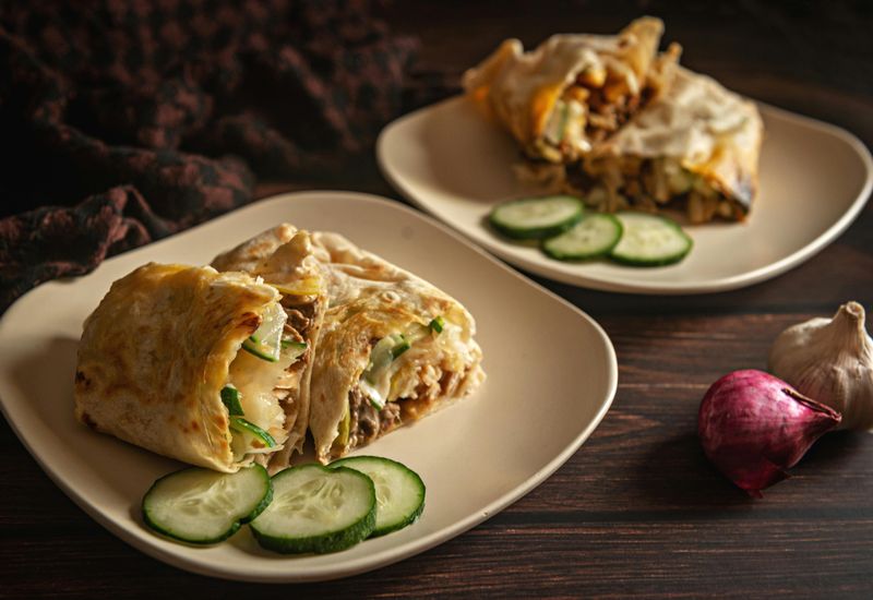 Chicken and Cucumber Pita Wrap with Yogurt Sauce