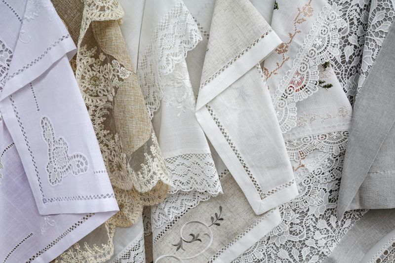 Embroidered Linens and Lace Doilies