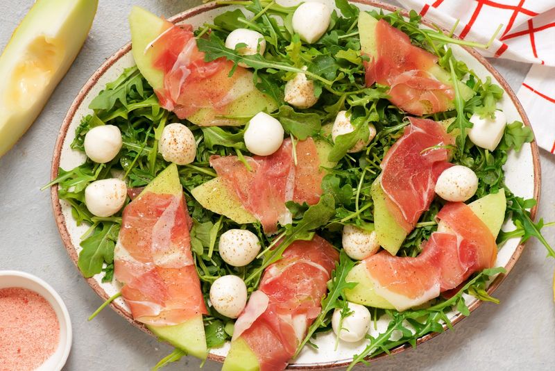 Prosciutto Mozzarella and Melon Plate