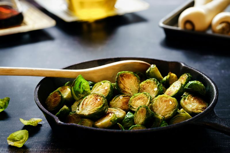 Roasted Brussels Sprouts and Sweet Potatoes