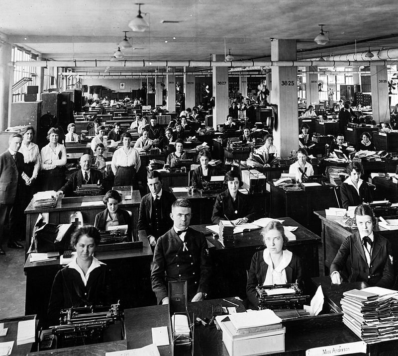 Typewriter Pools in Office Buildings