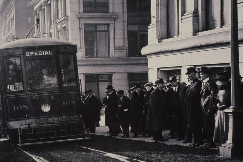 Passengers Boarding A Streetcar