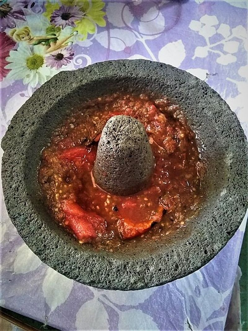 Stone Molcajete Salsas On Every Table