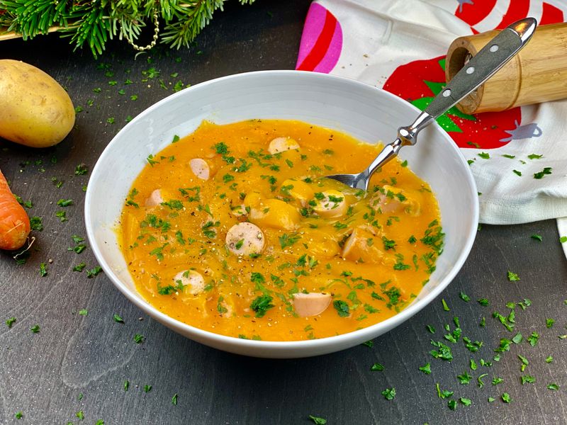 German Potato Soup with Bratwurst