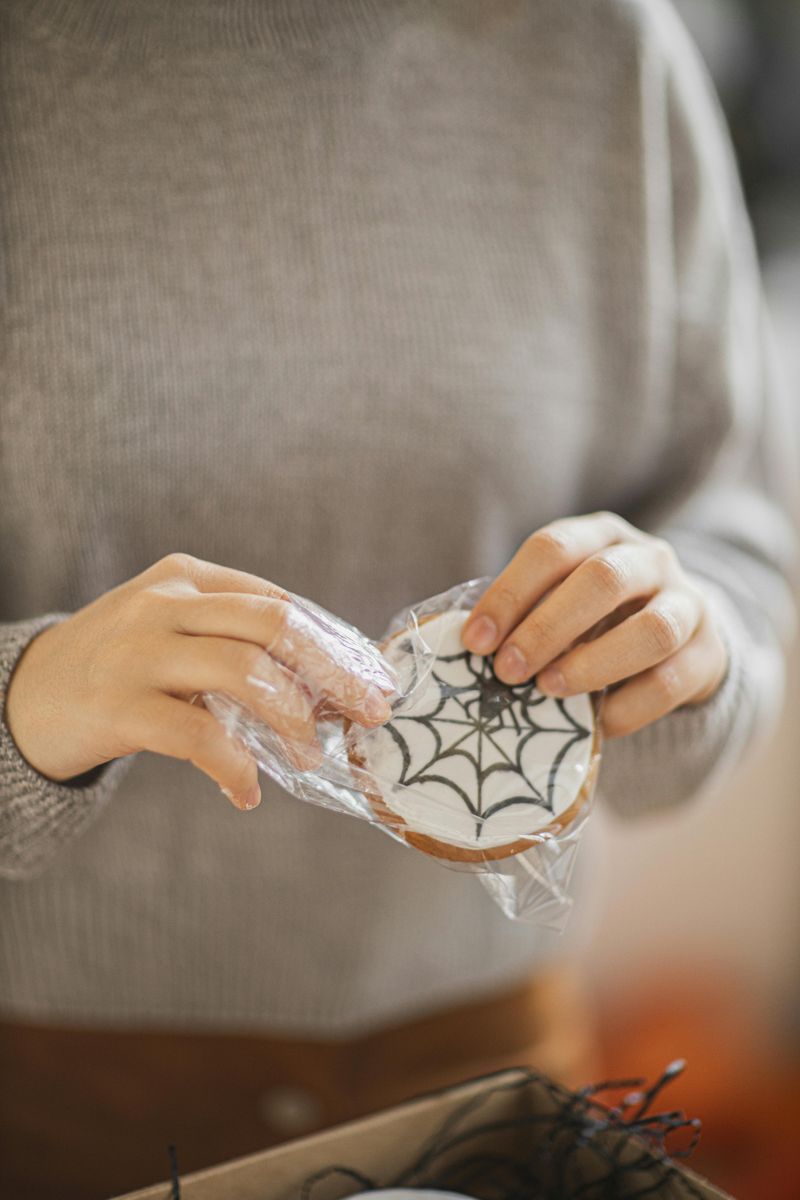Black Cocoa Spiderweb Cookies