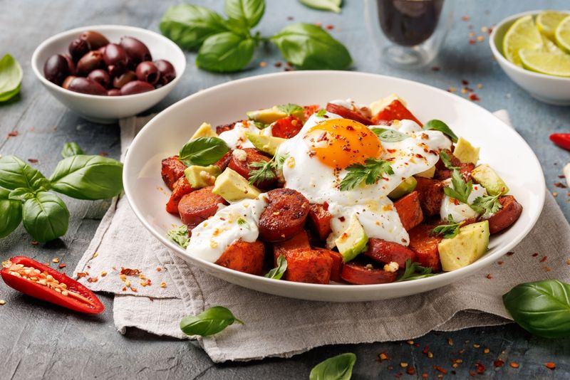Potato Hash and Sausages