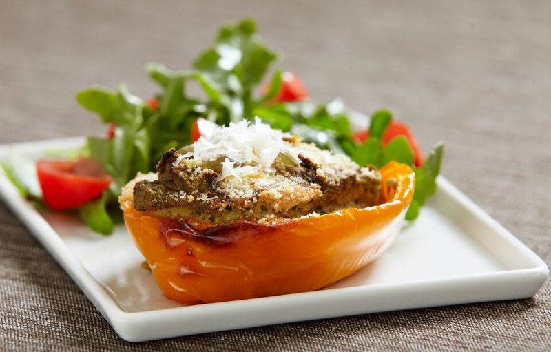 Turkey and Spinach Stuffed Peppers
