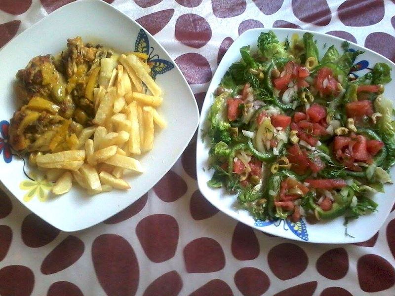 Chicken Wings and Salad