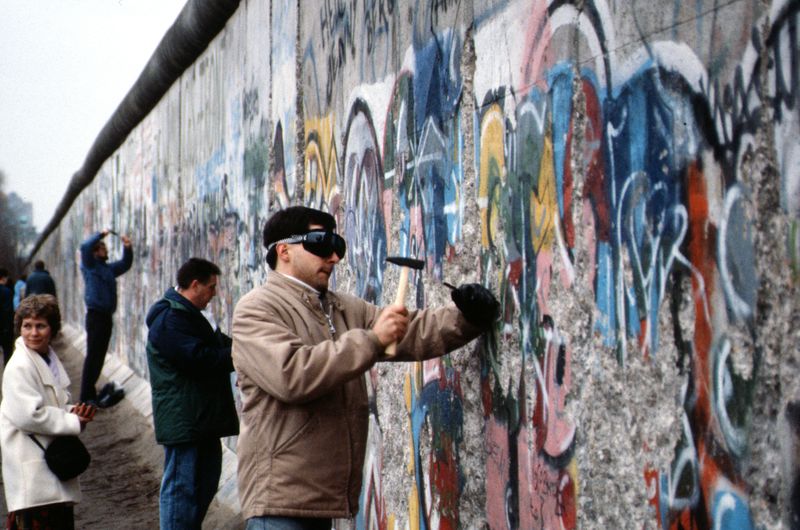 The Berlin Wall Coming Down