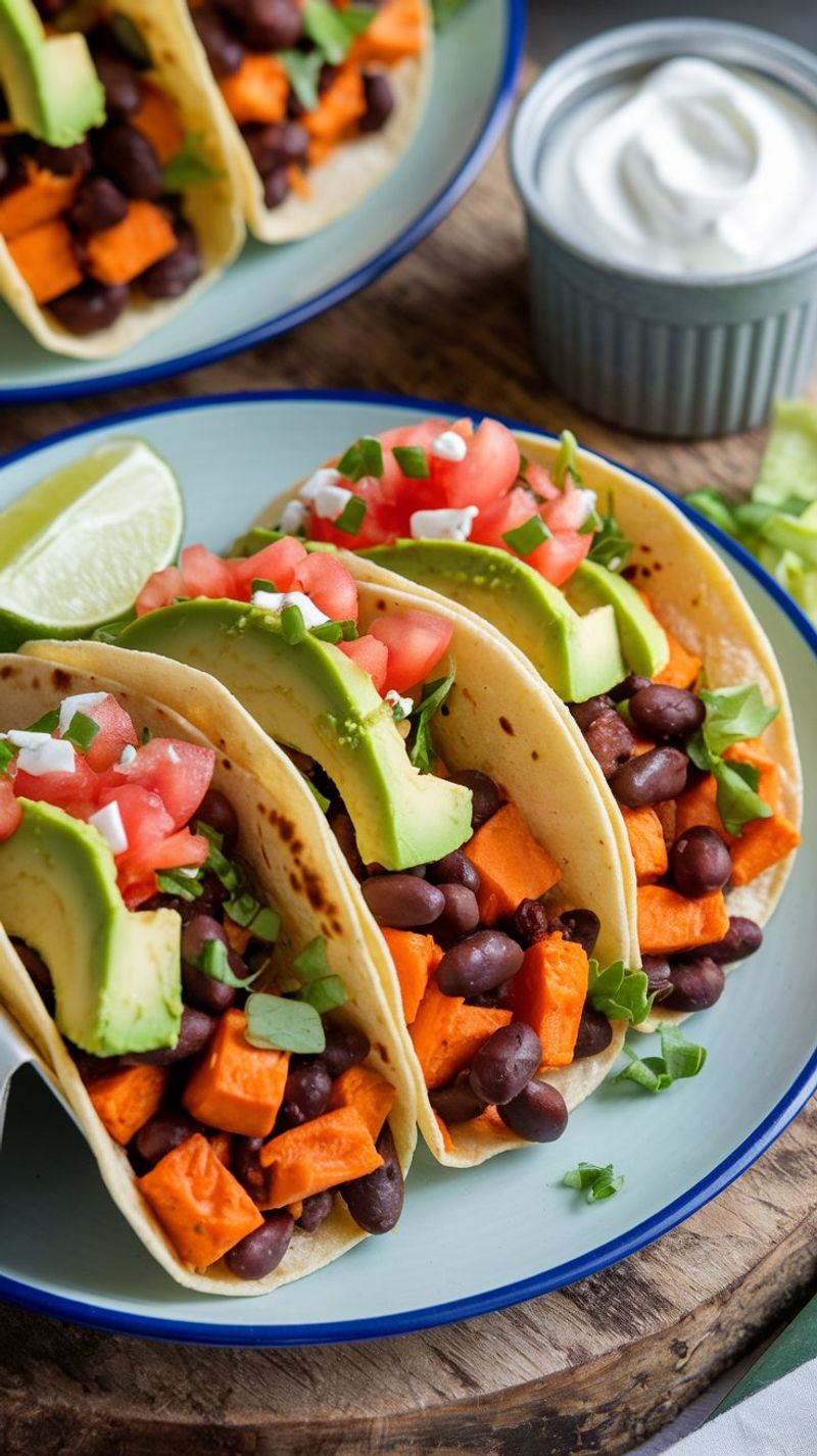 Baked Sweet Potato With Black Beans