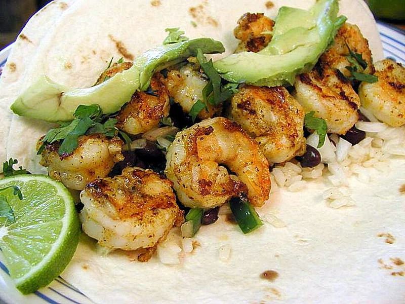 Spicy Shrimp and Avocado Burrito