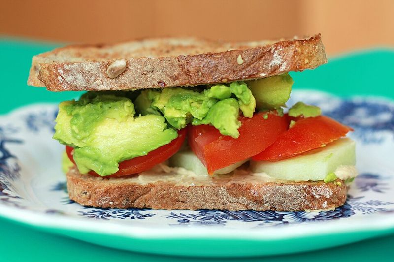 Tomato, Cucumber & Hummus Toast