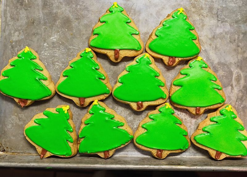 Bright Green Christmas Tree Sugar Cookies
