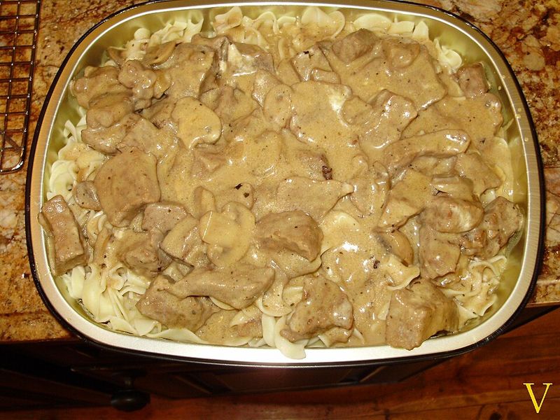 Mushroom Stroganoff Over Buttered Noodles