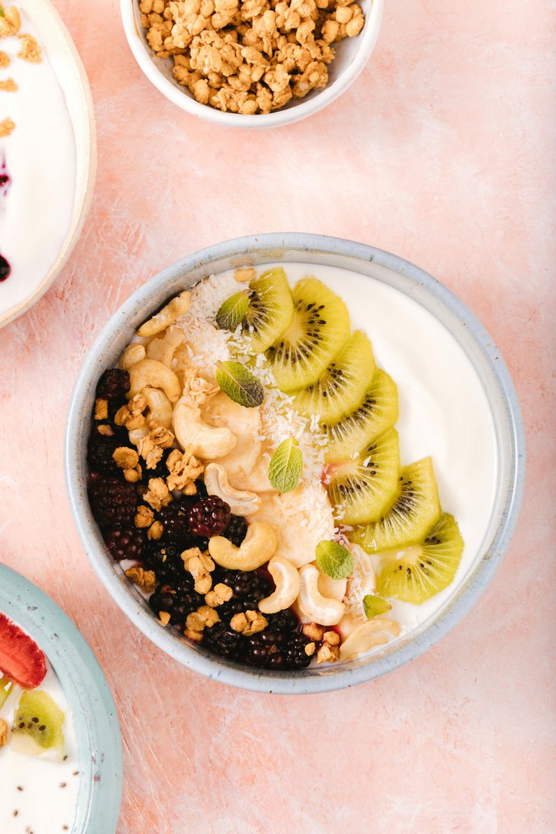 Skyr Bowls with Honey and Frozen Fruit