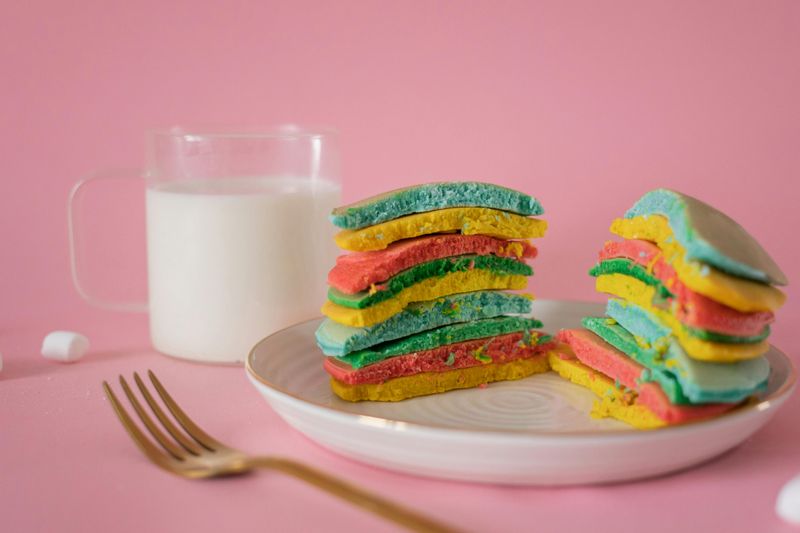 Rainbow Pancake Stacks