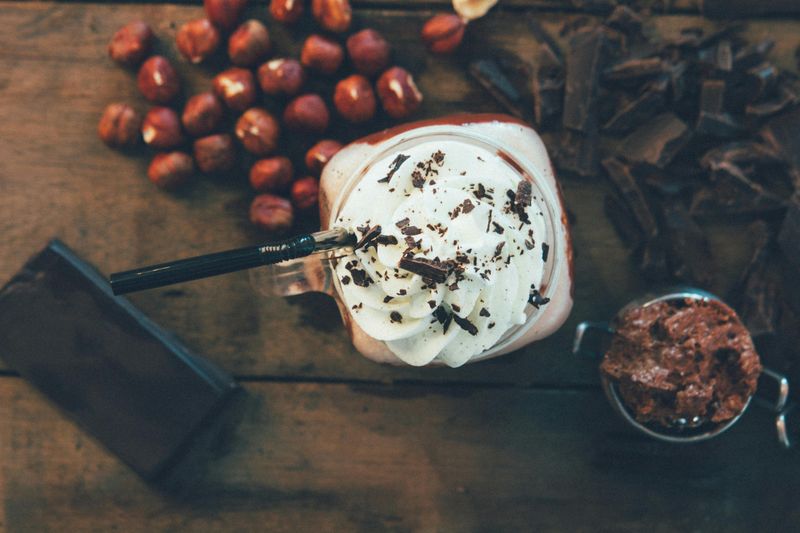 Nutella Milkshake Topped with Crushed Hazelnuts
