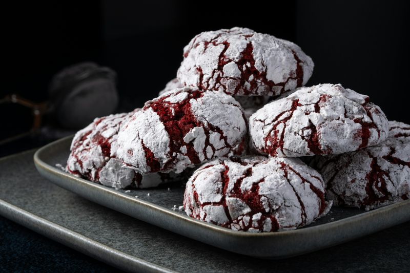 Red Velvet Crinkle Cookies