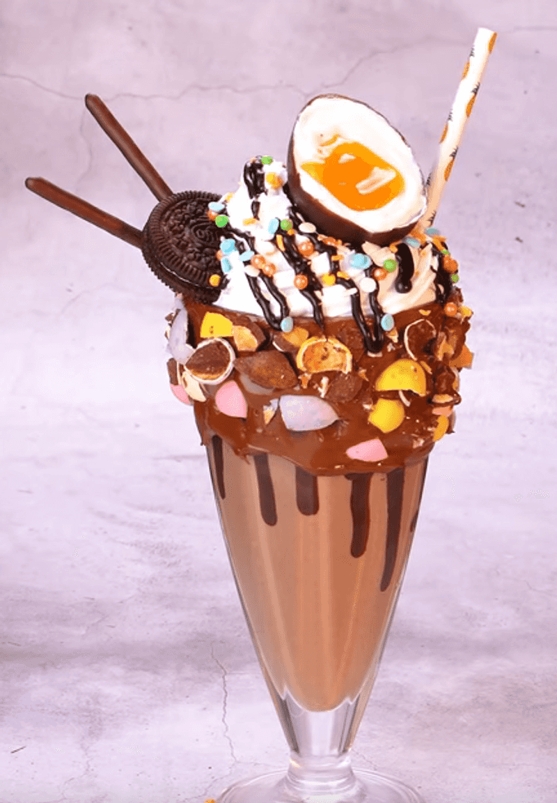 Chocolate Syrup Milkshake Stand In Lunch Period