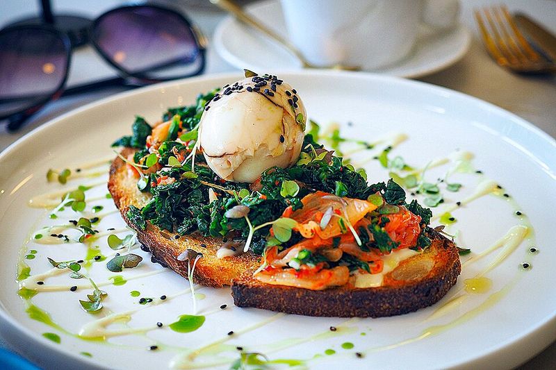 Tea-Marbled Egg With Kimchi & Kale
